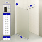 FIONA - Mampara de ducha Walk-In de cristal templado esmerilado de 10 mm con perfil negro mate