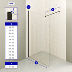 FIONA - Mampara de ducha walk-in de cristal templado de 10 mm con perfil negro mate