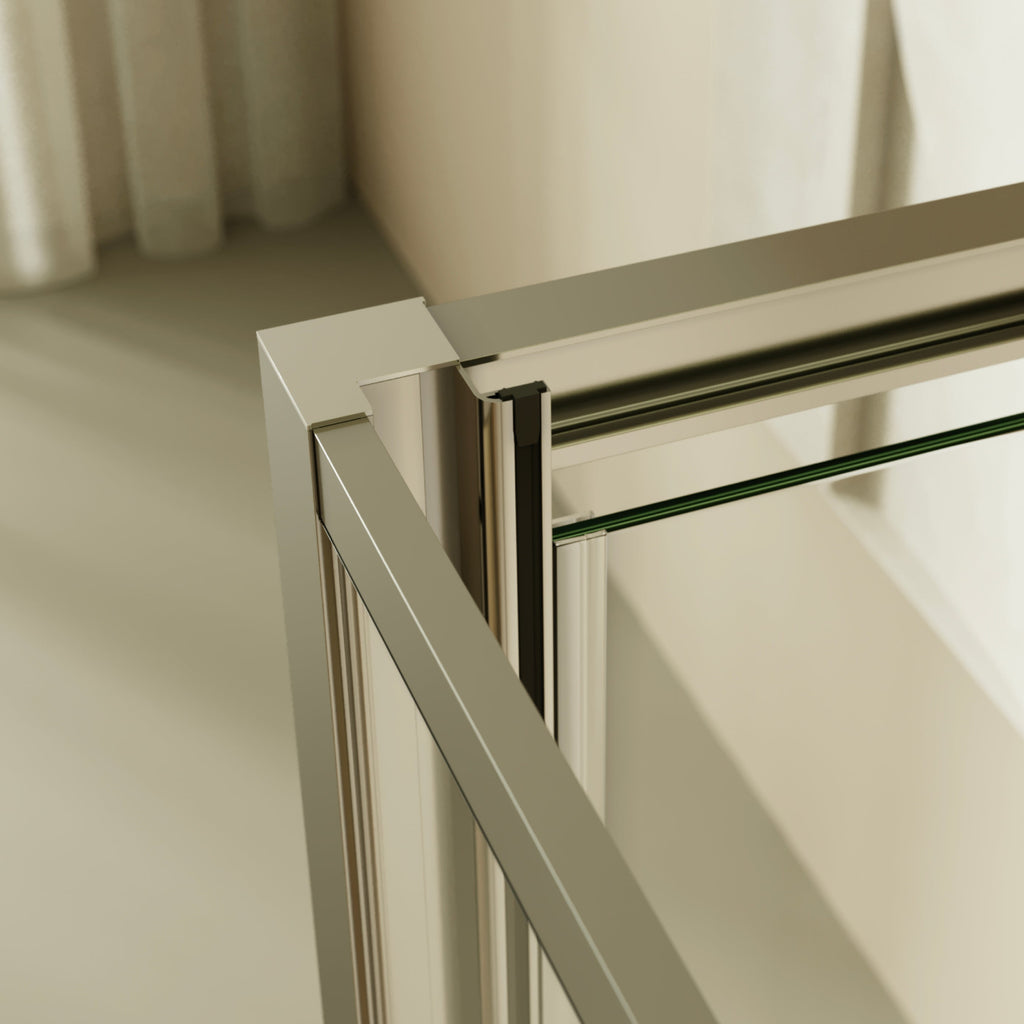 ISADORA - Cabine de duche frontal com portas articuladas em vidro temperado e perfil cromado