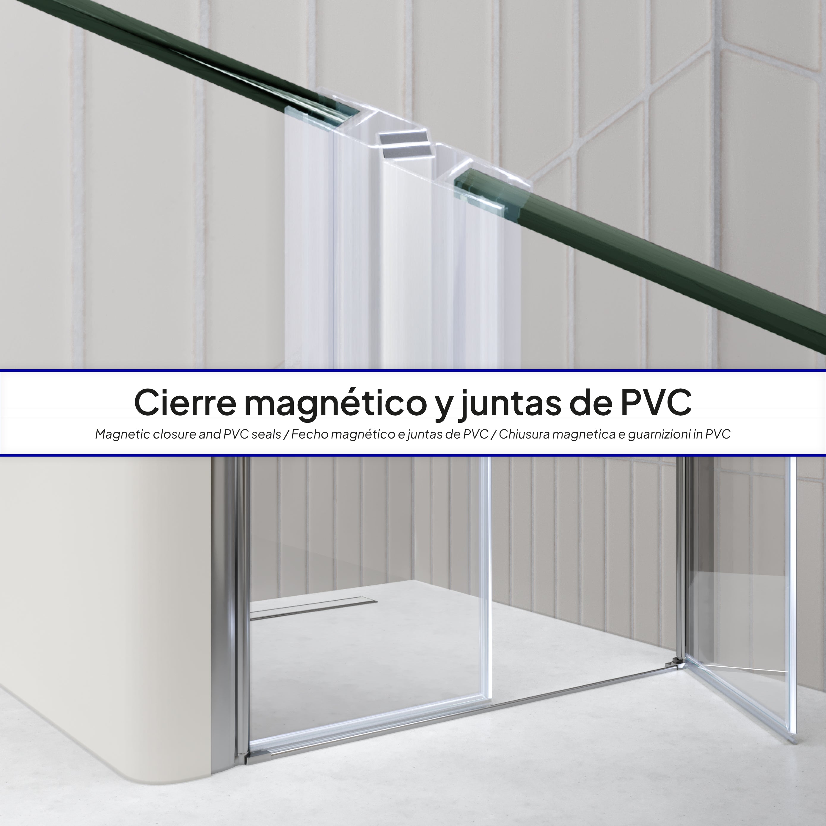 LIMA - Porta de duche com portas batentes em vidro temperado 6 mm e perfil cromado