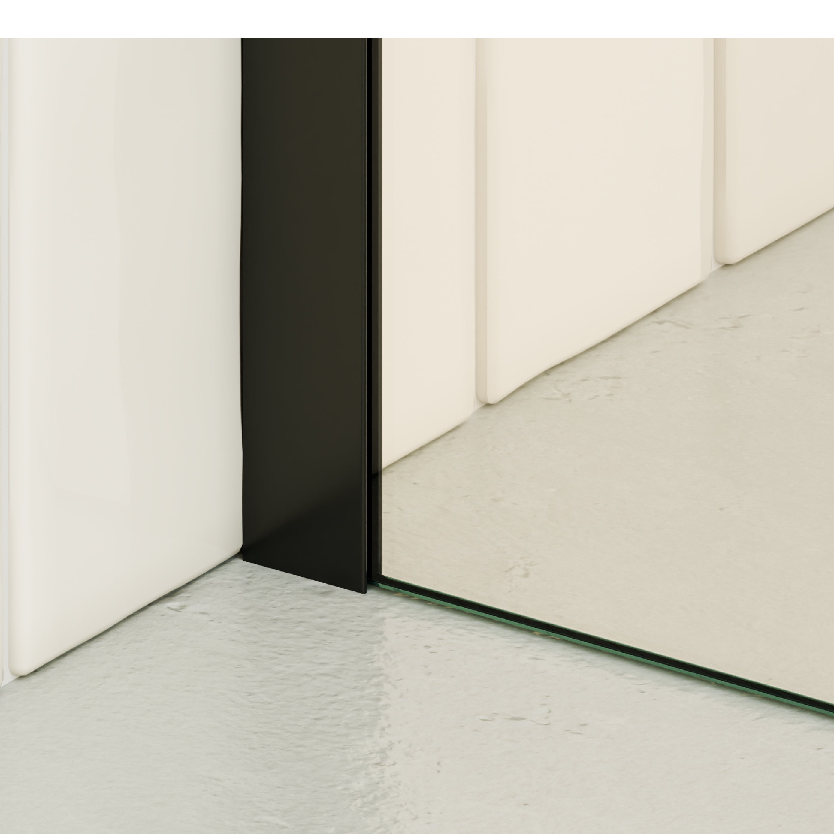 FIONA - Painel de duche walk-in em vidro temperado 8 mm com perfil preto mate e barra 23BM