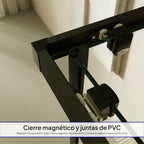 DIANA - Cabina de ducha de esquina con puertas correderas de cristal templado semi-esmerilado y perfil negro mate