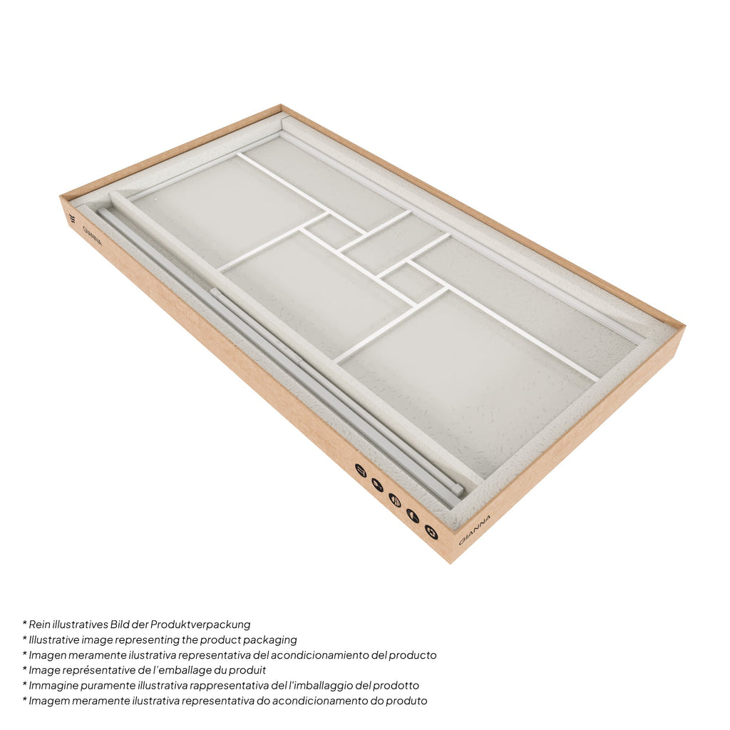 GIANNA - Panel de ducha Walk-In de vidrio templado con bloques y perfil cromado