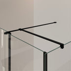 NADINE - Cabina de ducha con puerta corredera, cristal templado de 8 mm y perfil negro mate