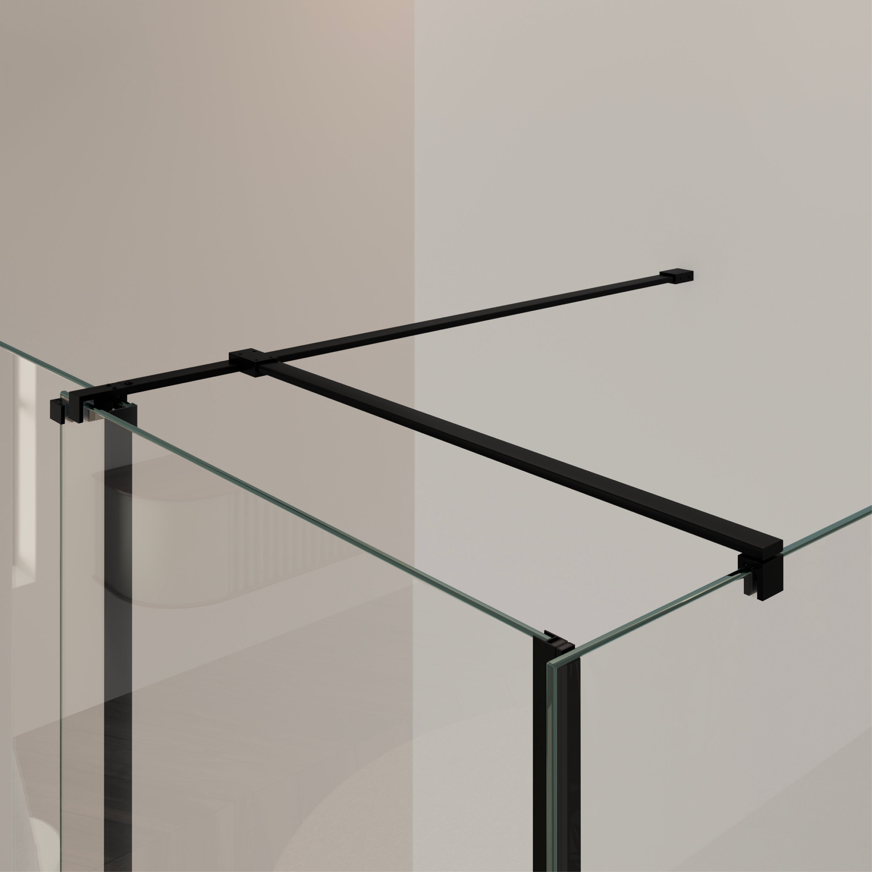 NADINE - Cabina de ducha con puerta corredera, cristal templado de 8 mm y perfil negro mate