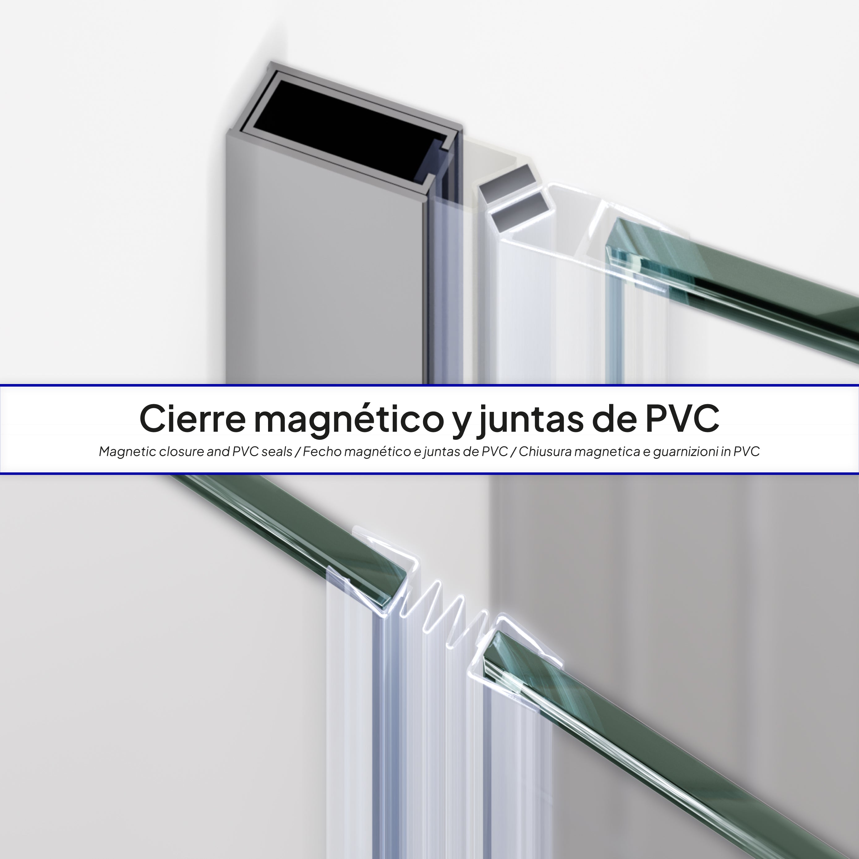 MILA - Porta de duche dobrável em vidro temperado 6 mm e perfil cromado