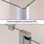 LINDA - Cabine de duche de canto com portas articuladas em vidro temperado e perfil cromado