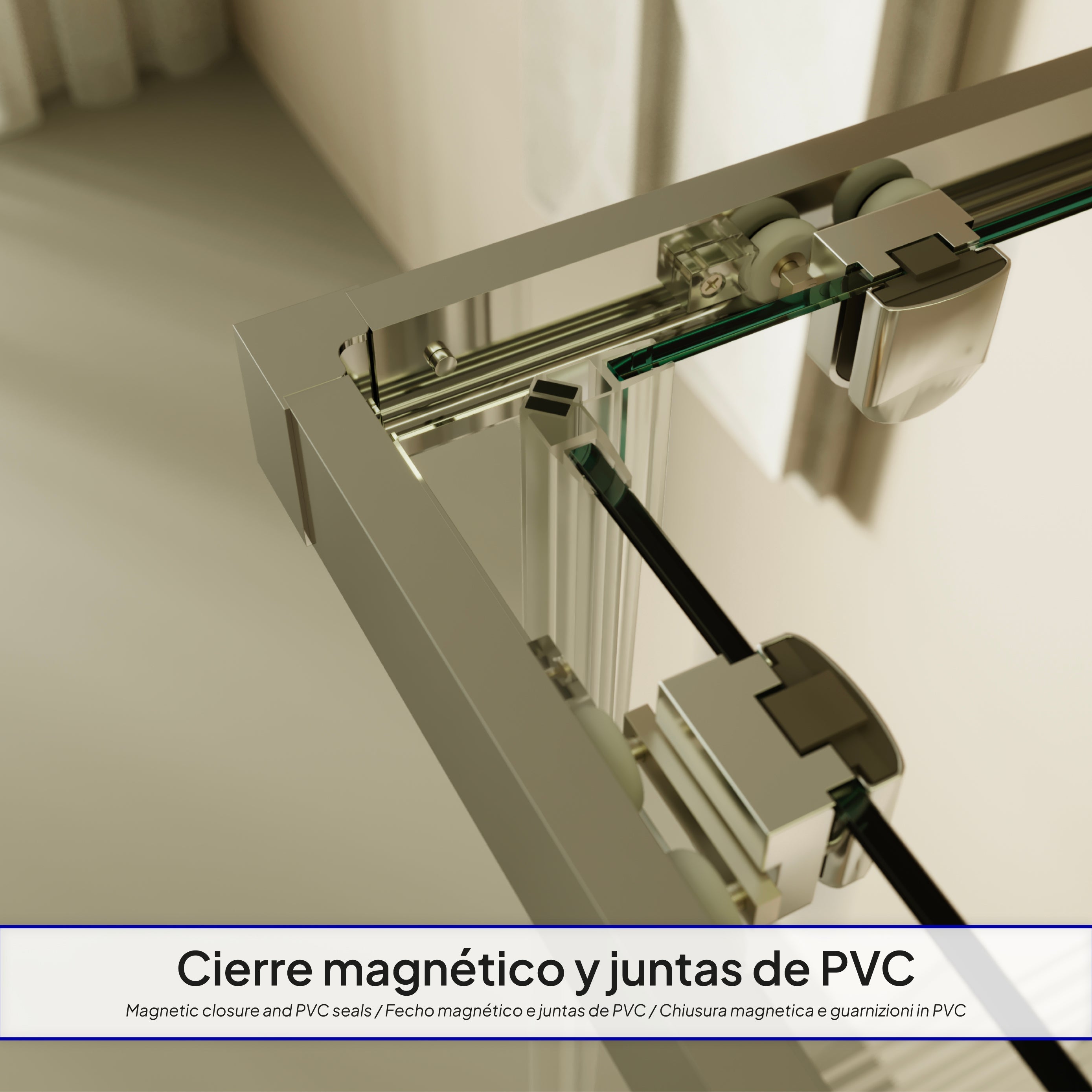 DIANA - Cabine de duche de canto com portas de correr em vidro temperado meio fosco