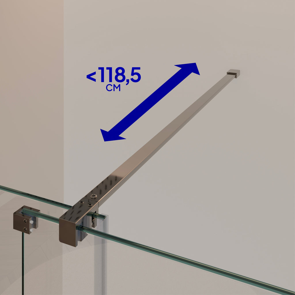 NADINE - Painel de duche Walk-In em vidro temperado 8 mm com perfil cromado