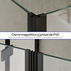 BELLE - Cabine de duche de canto com portas dobráveis em vidro temperado e perfil preto mate