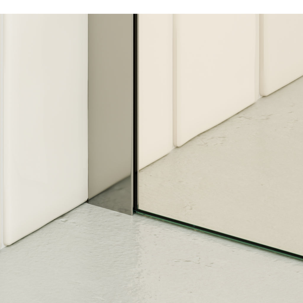 FIONA - Painel de duche walk-in em vidro temperado 8 mm com perfil cromado e barra 22M