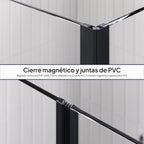 EMMA - Cabine de duche com portas articuladas, vidro 6 mm e perfil preto mate