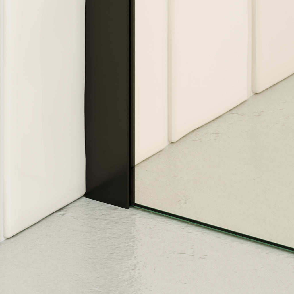 FIONA - Mampara de ducha walk-in de cristal templado de 10 mm con perfil negro mate