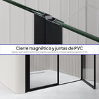 LIMA - Porta de duche com portas batentes em vidro temperado 6 mm e perfil preto mate
