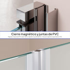LARA - Mampara de ducha con puertas abatibles de vidrio templado esmerilado de 6 mm