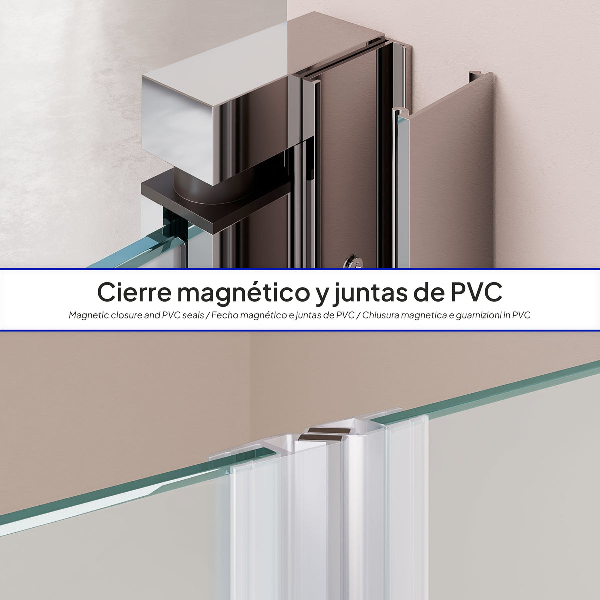 LARA - Mampara de ducha con puertas abatibles de vidrio templado esmerilado de 6 mm