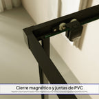 DORA - Cabina de ducha con puertas correderas, cristal templado y perfil negro mate