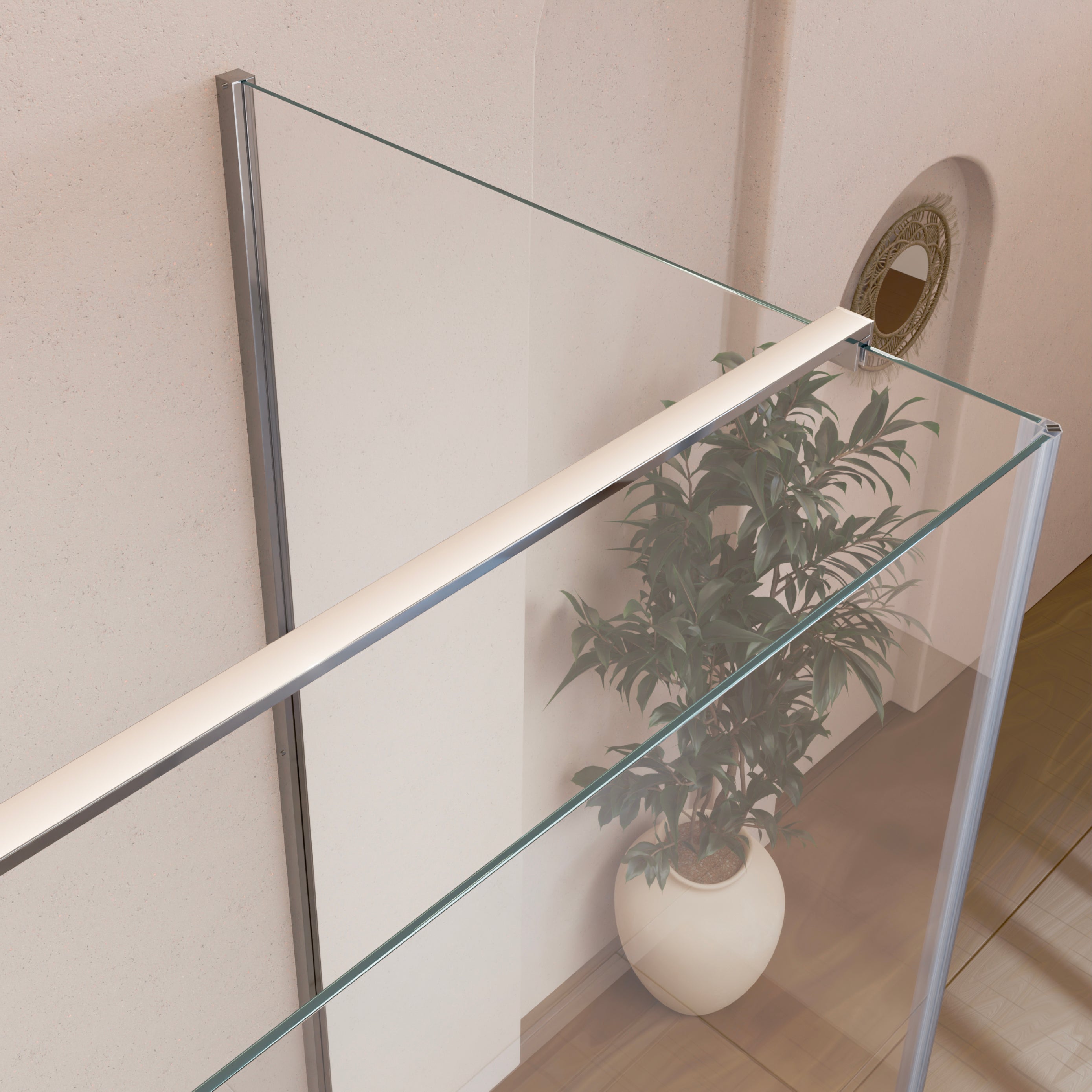 HELLEN - Cabine de duche frontal com portas articuladas em vidro temperado e perfil cromado