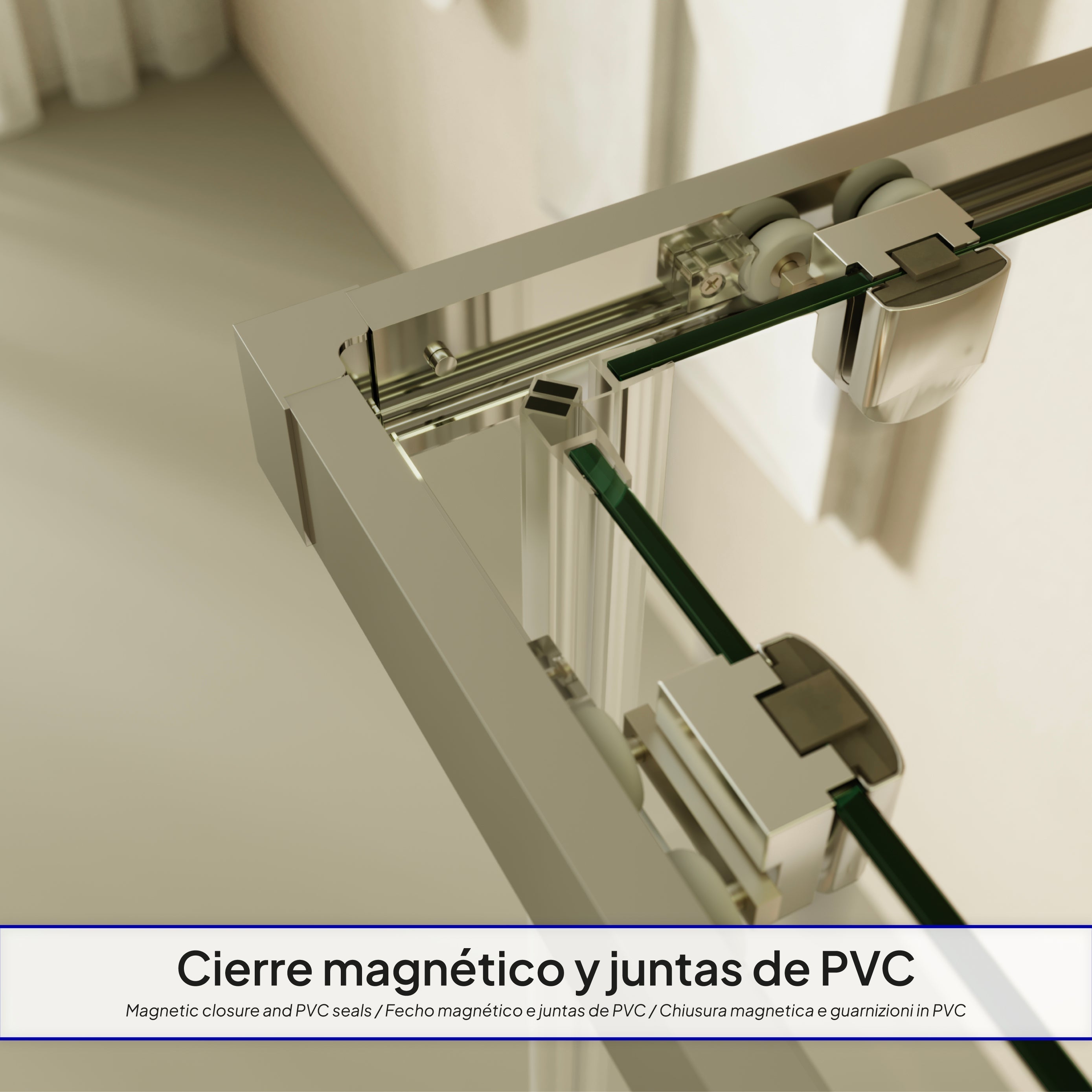 DIANA - Cabine de duche de canto com portas de correr em vidro temperado