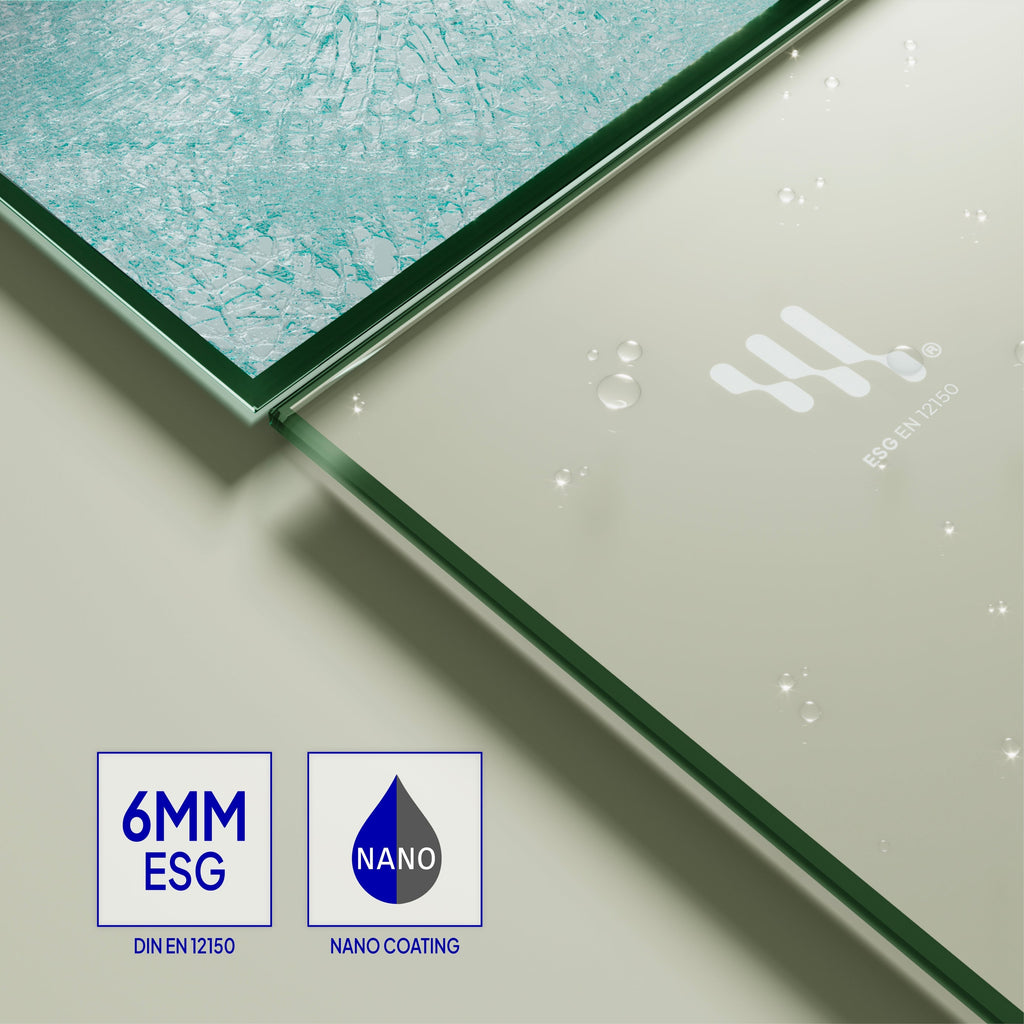 ISADORA - Cabine de duche frontal com portas articuladas em vidro temperado e perfil cromado