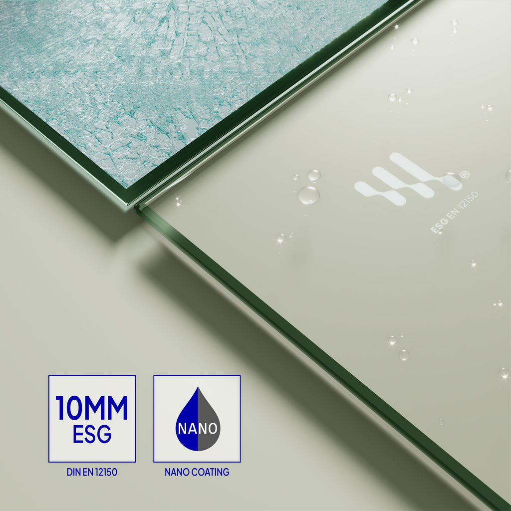 FIONA - Painel de duche Walk-In em vidro temperado meio fosco 10 mm com perfil cromado