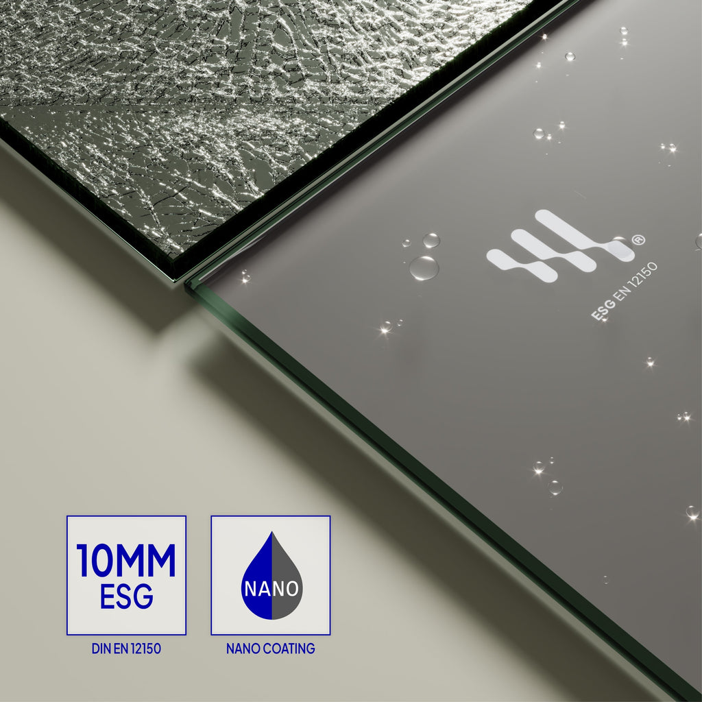 FIONA - Painel de duche Walk-In em vidro temperado escurecido 10 mm com perfil cromado