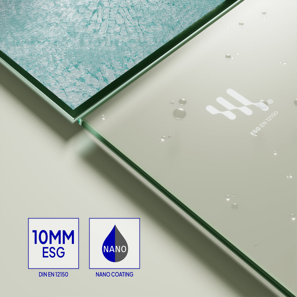 FIONA - Painel de duche Walk-In com painel lateral fixo em vidro temperado fosco 10 mm