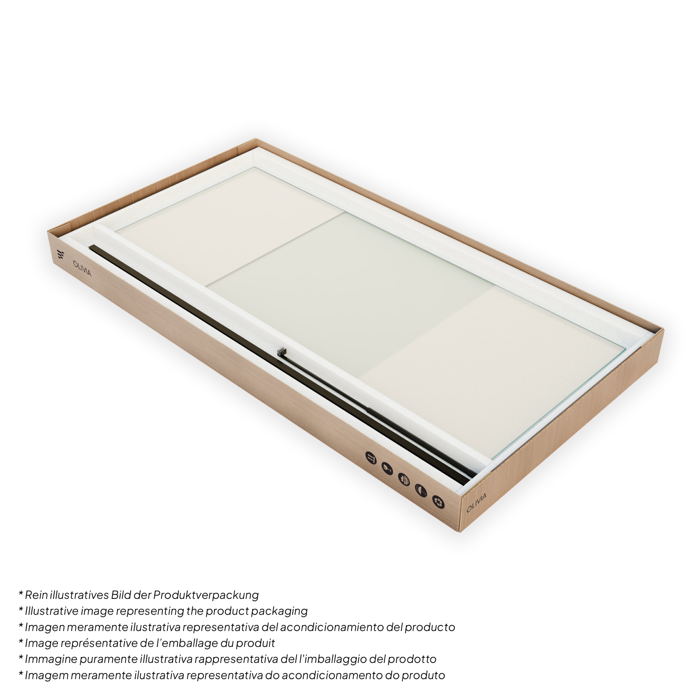 OLIVIA - Panel de ducha Walk-In de cristal templado medio esmerilado de 10 mm con perfil negro mate