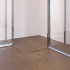 LINDA - Cabine de duche de canto com portas articuladas em vidro temperado e perfil cromado