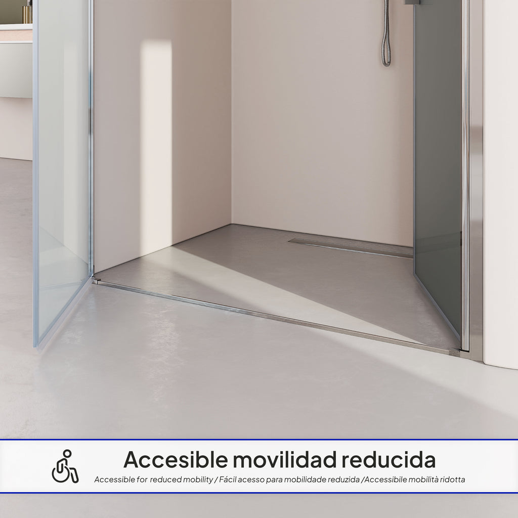 LARA - Mampara de ducha con puertas abatibles de vidrio templado esmerilado de 6 mm