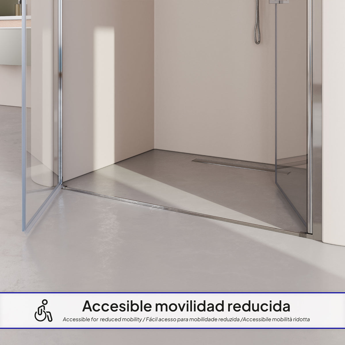LARA - Mampara de ducha con puertas batientes de cristal templado parcialmente esmerilado de 6 mm