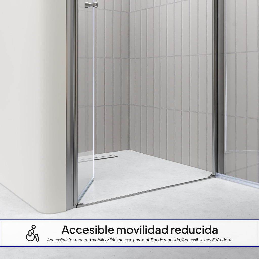 LIMA - Porta de duche com portas batentes em vidro temperado 6 mm e perfil cromado