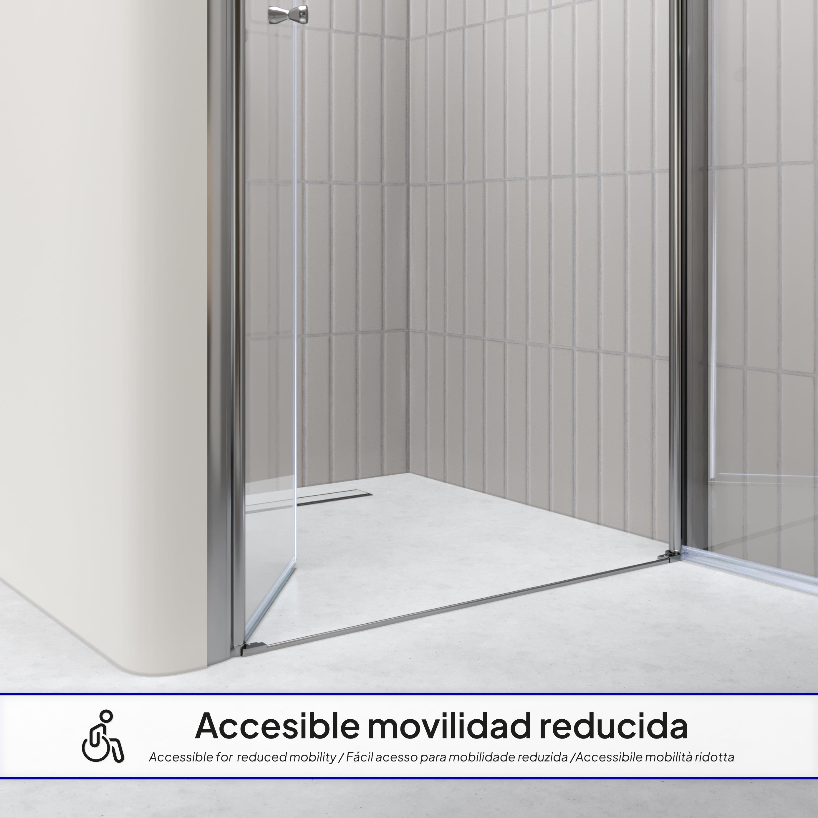 LIMA - Porta de duche com portas batentes em vidro temperado 6 mm e perfil cromado