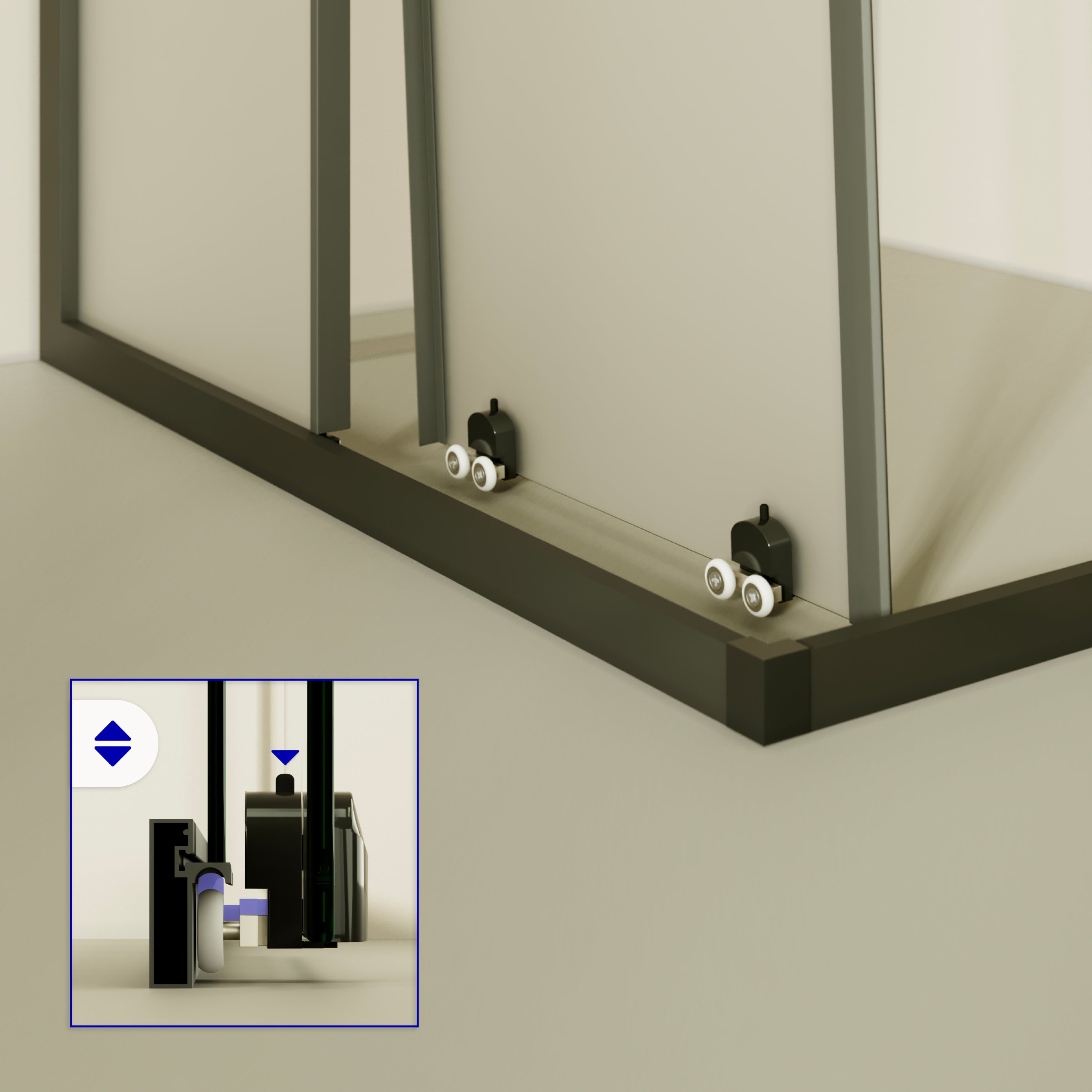 DIANA - Cabine de duche de canto com portas de correr em vidro temperado fosco e perfil preto mate