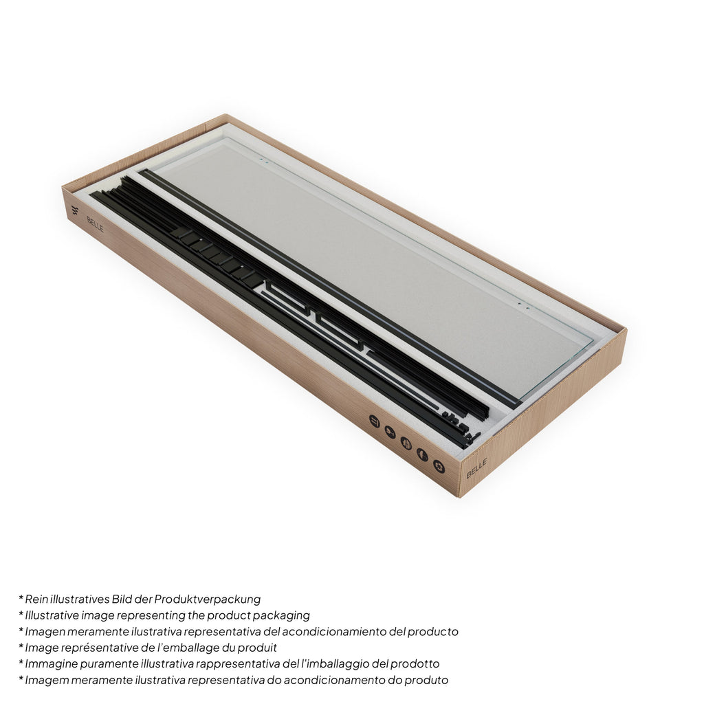 BELLE - Cabine de duche de canto com portas dobráveis em vidro temperado e perfil preto mate