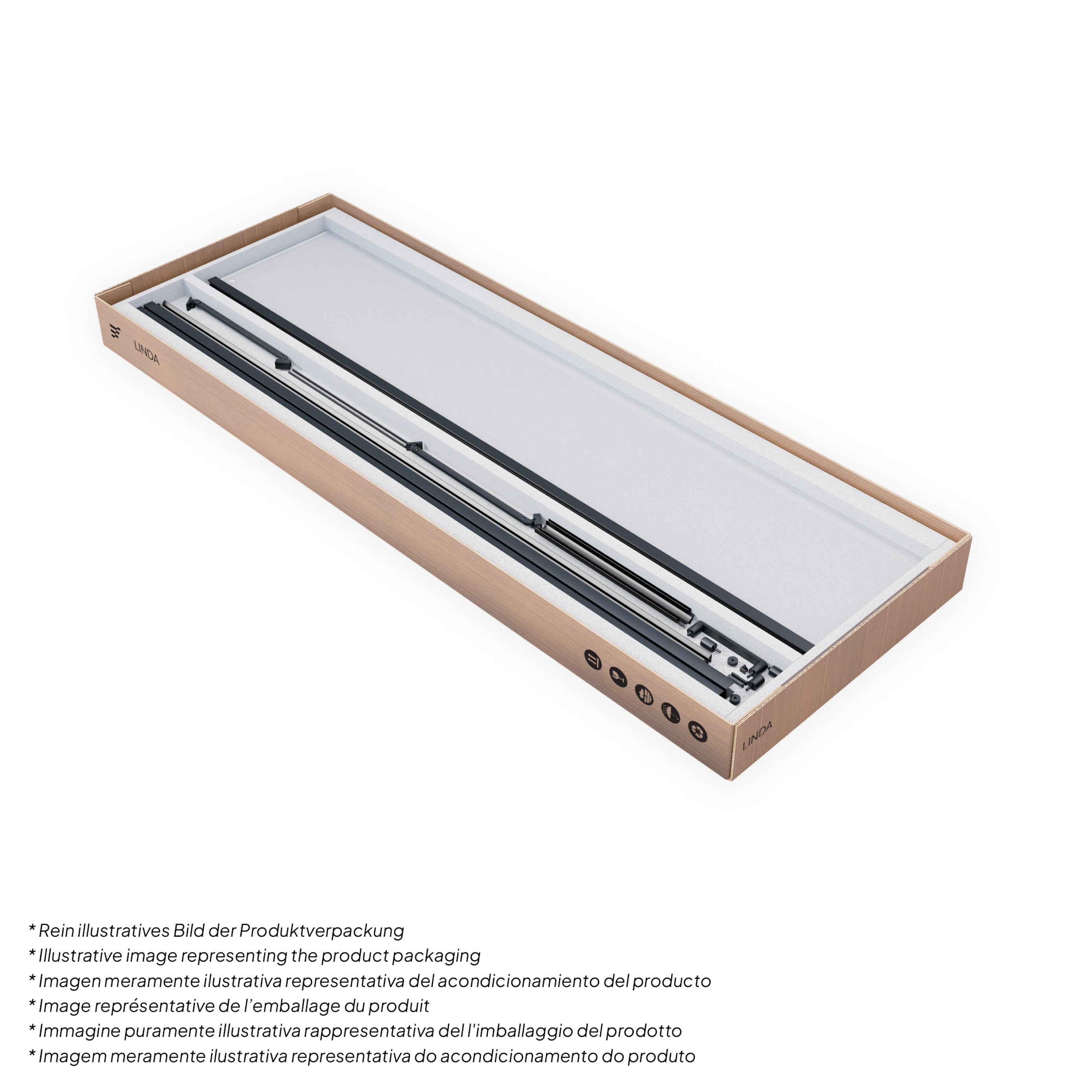 LINDA - Cabine de duche de canto com portas articuladas em vidro temperado e perfil preto mate