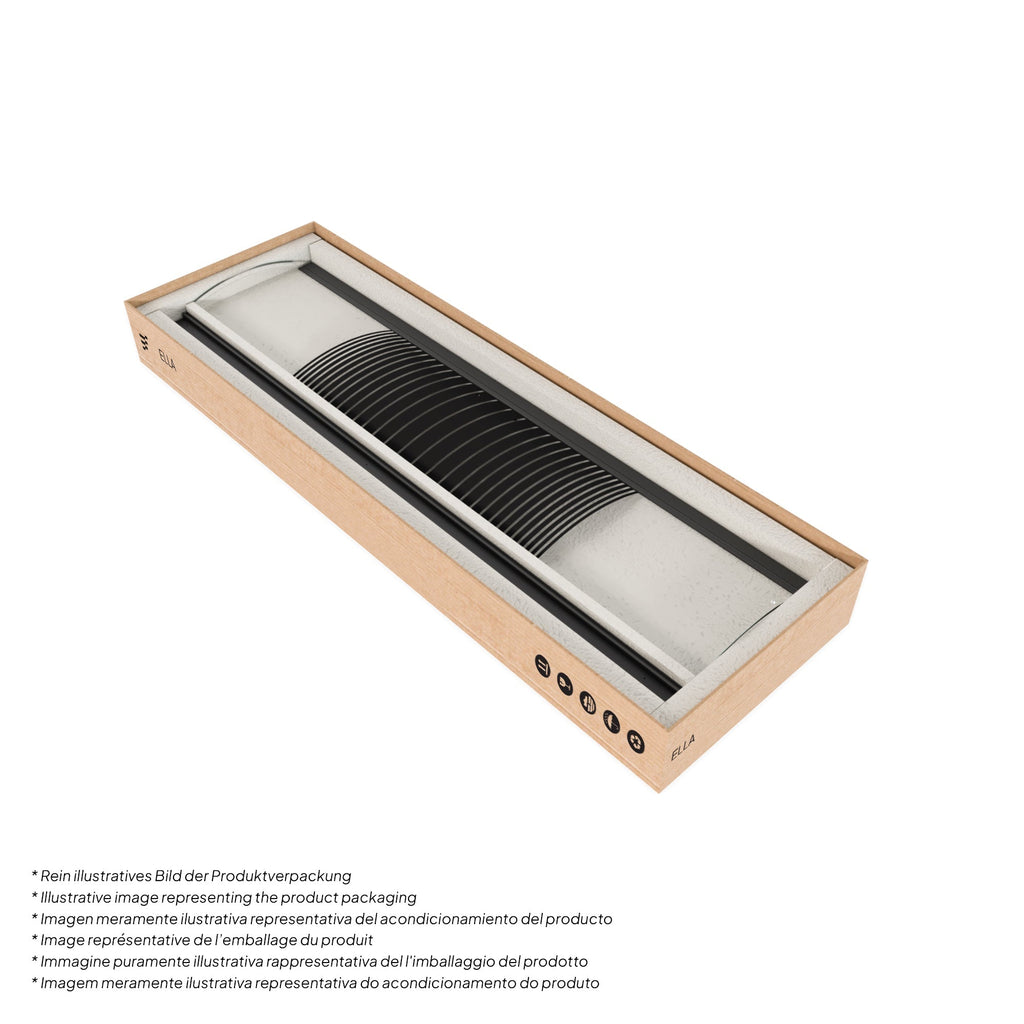 ELLA - Cabine de duche de quadrante com vidro transparente e linhas pretas