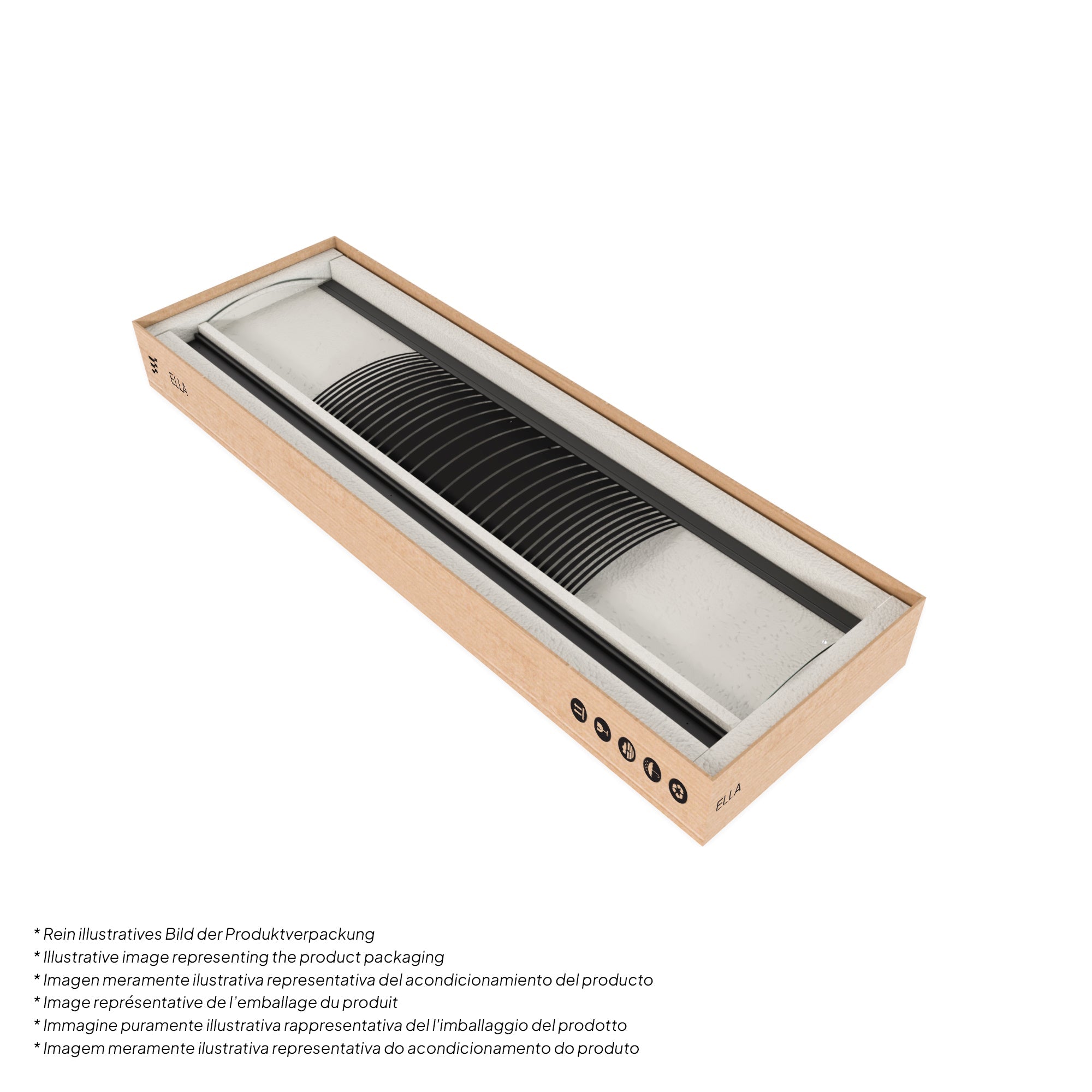 ELLA - Cabine de duche de quadrante com vidro transparente e linhas pretas