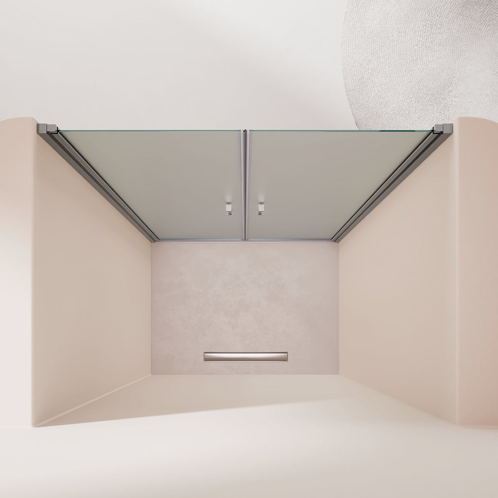 LARA - Mampara de ducha con puertas abatibles de vidrio templado esmerilado de 6 mm