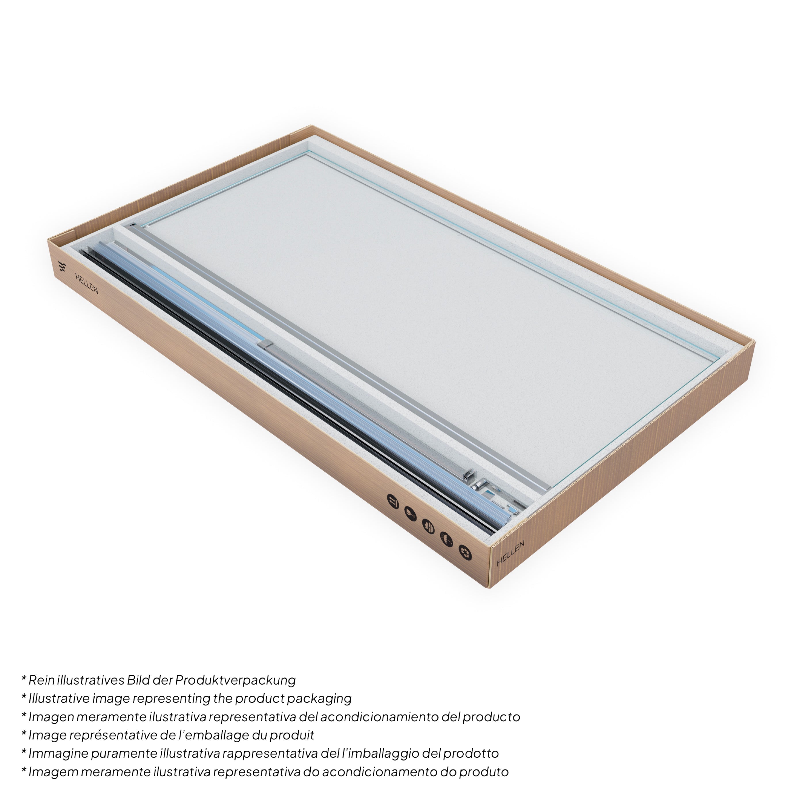 HELLEN - Cabine de duche frontal com portas articuladas em vidro temperado e perfil cromado