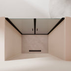 LARA - Puerta de ducha con puertas abatibles de cristal templado esmerilado de 6 mm y perfil negro mate