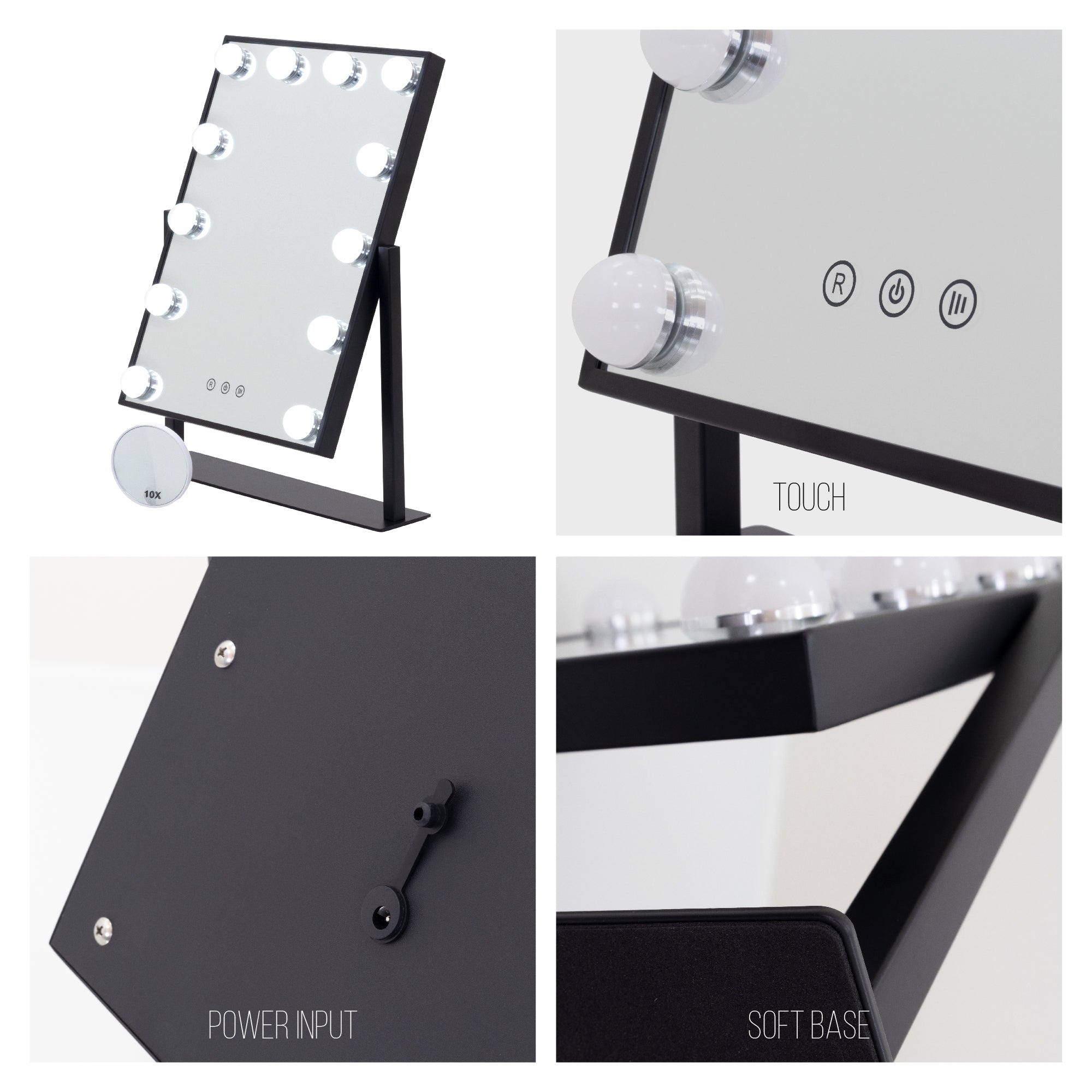 BULB LITTLE - Espejo de maquillaje con iluminación LED y formato compacto