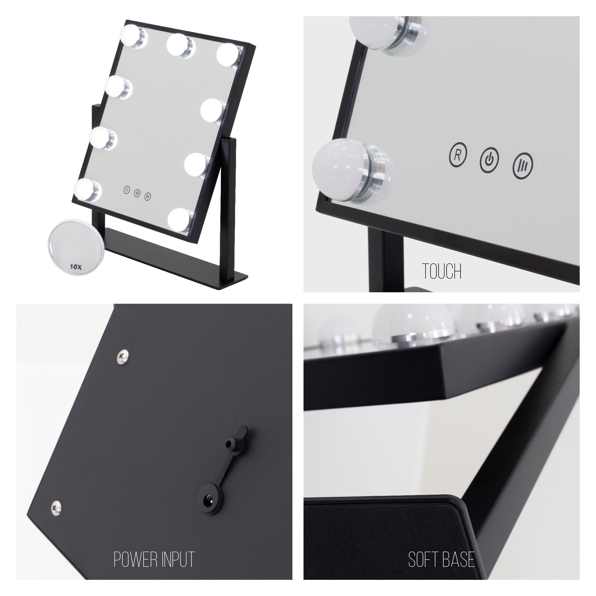 BULB TINY - Espejo de maquillaje compacto con iluminación LED para uso diario