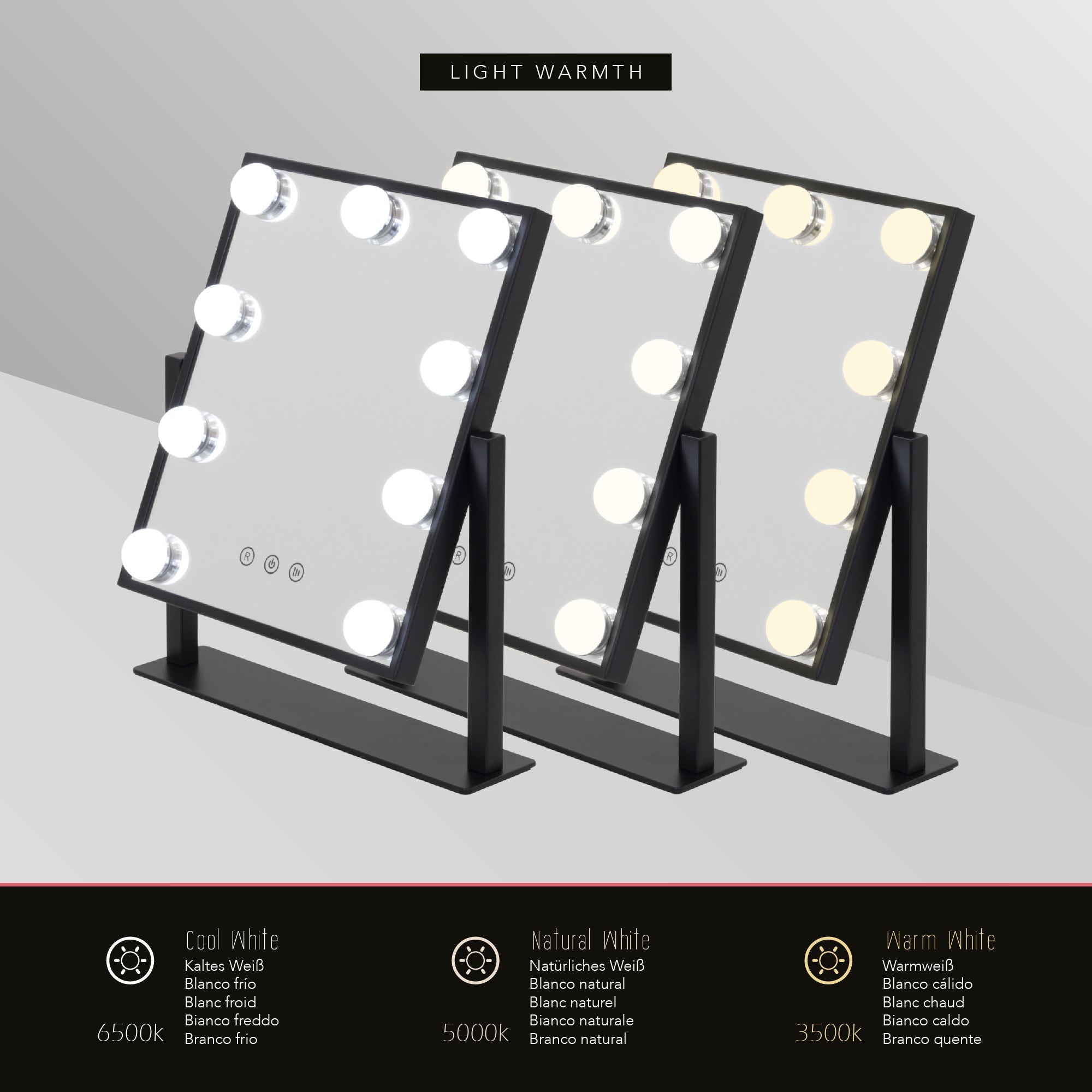 BULB TINY - Espelho de maquilhagem compacto com iluminação LED para uso diário