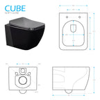 CUBE - Sanita suspensa rimless em preto com tampa soft-close