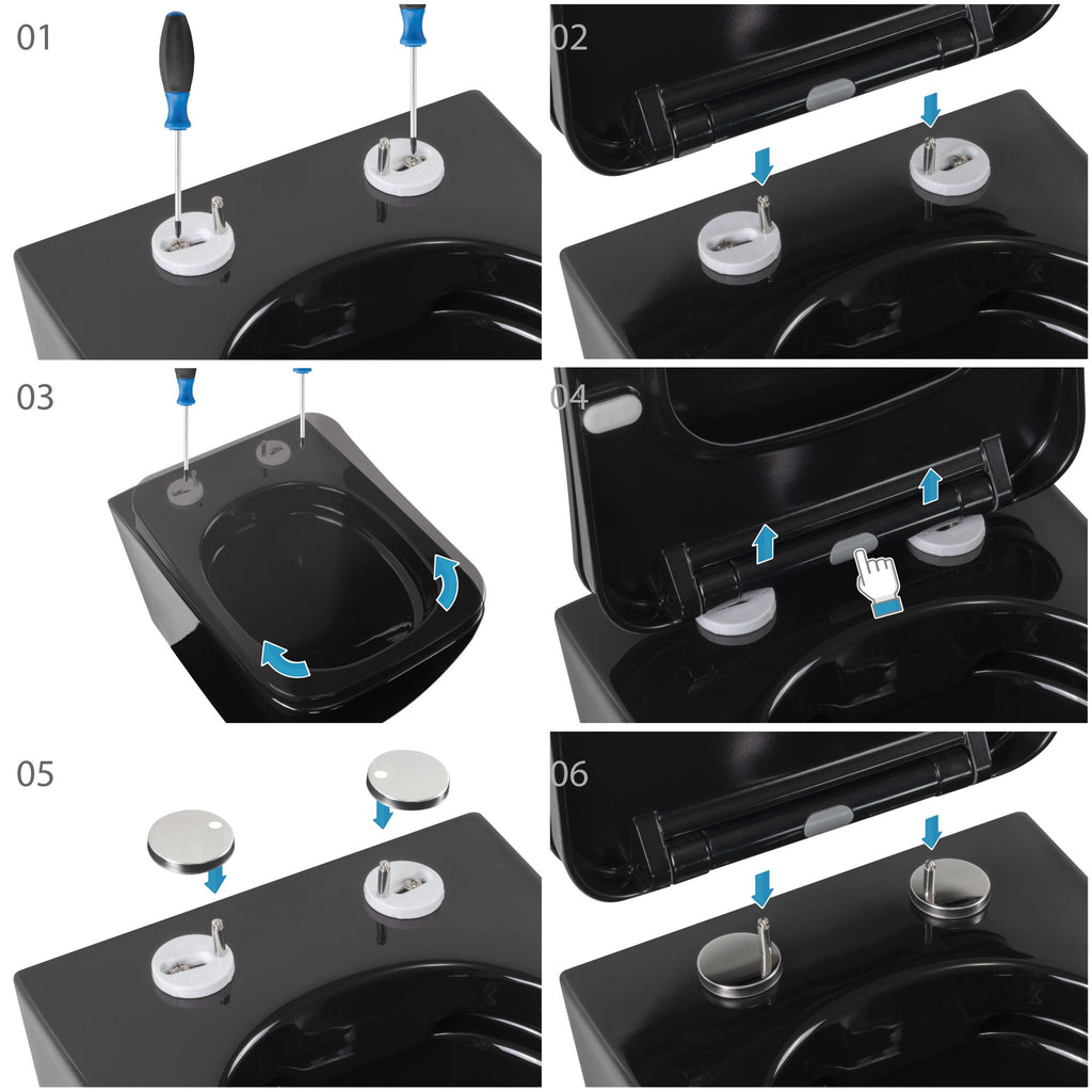 CUBE - Sanita suspensa rimless em preto com tampa soft-close
