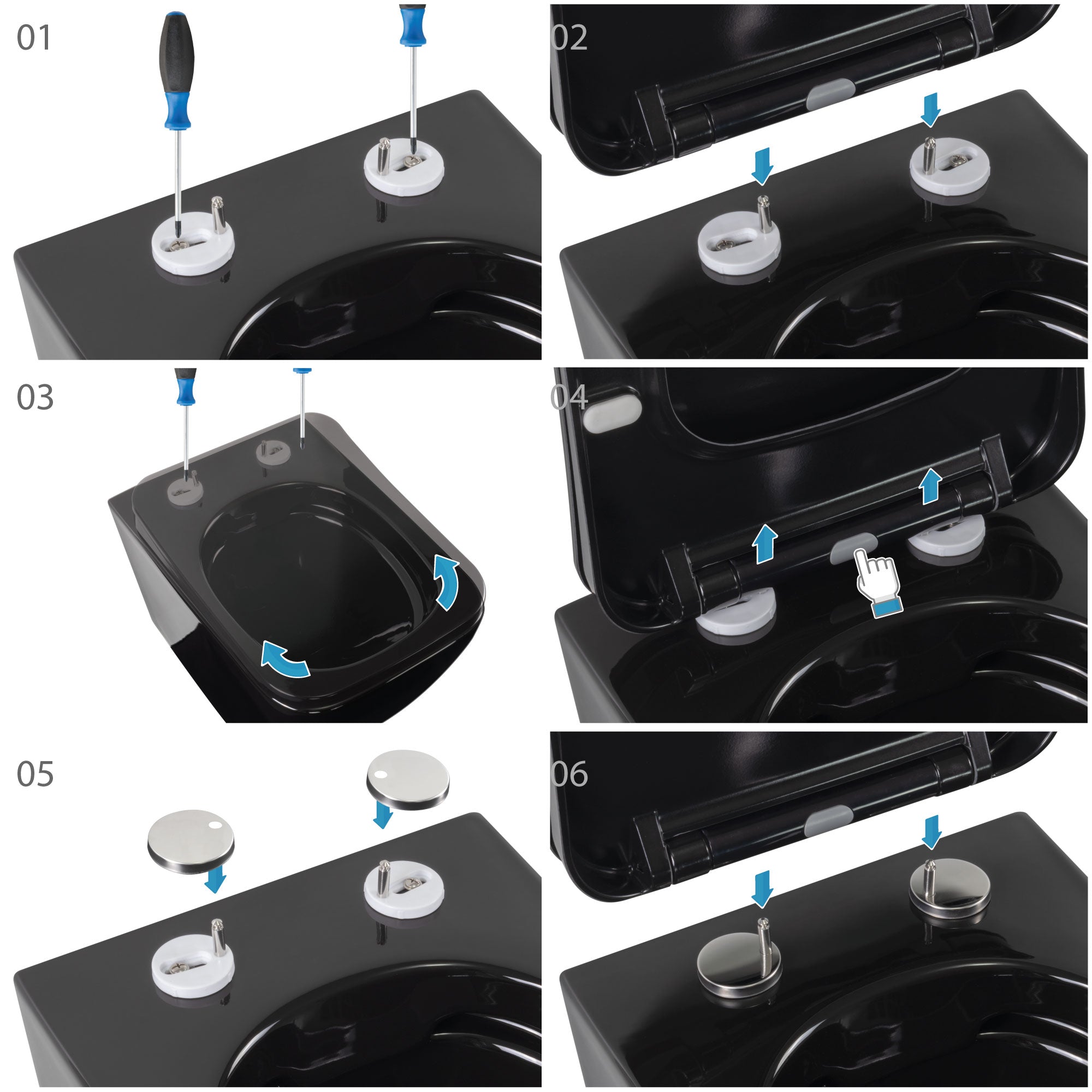 CUBE - Sanita suspensa rimless em preto com tampa soft-close