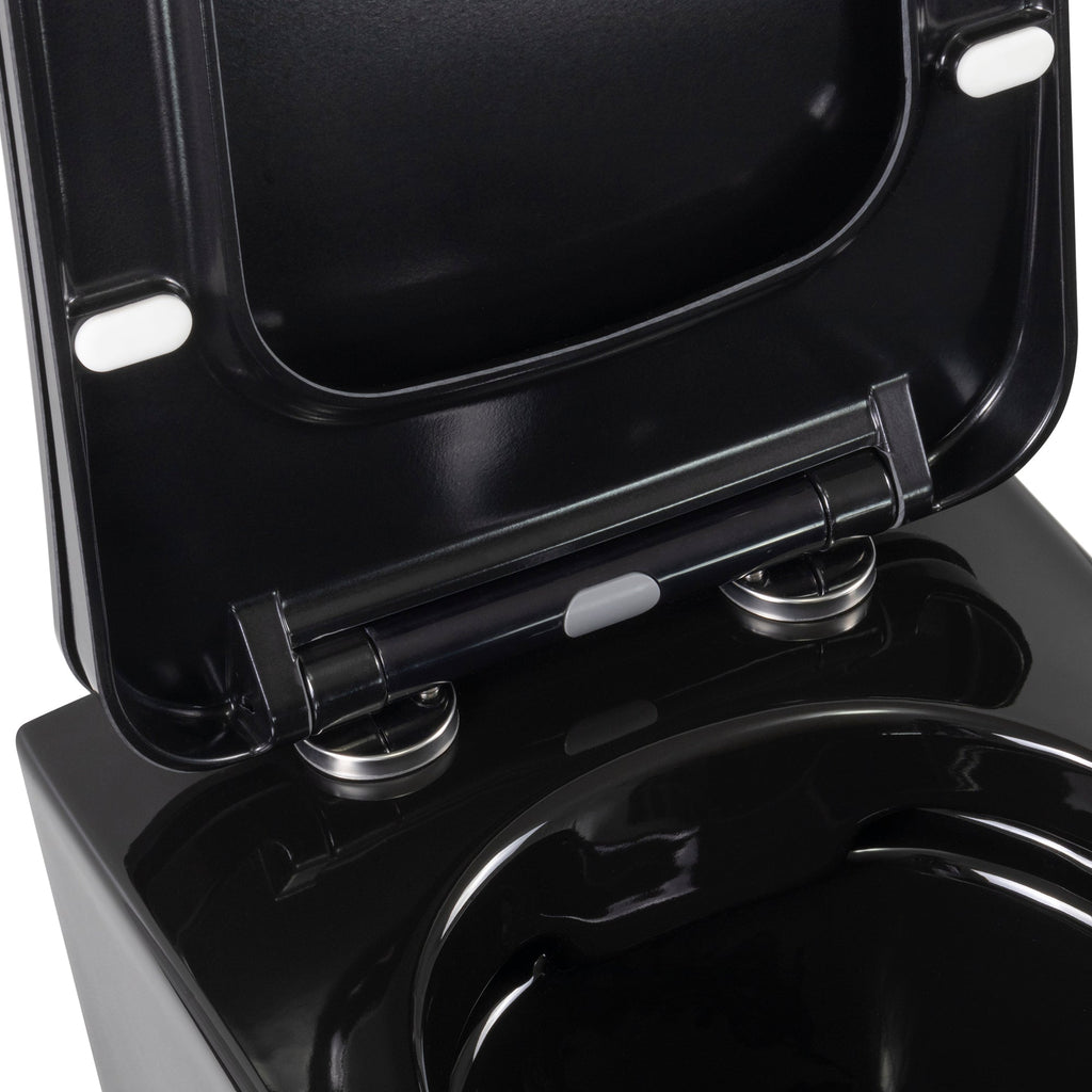CUBE - Sanita suspensa rimless em preto com tampa soft-close