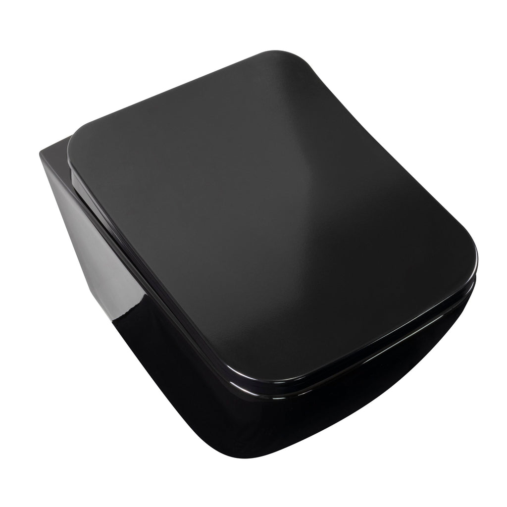 CUBE - Sanita suspensa rimless em preto com tampa soft-close