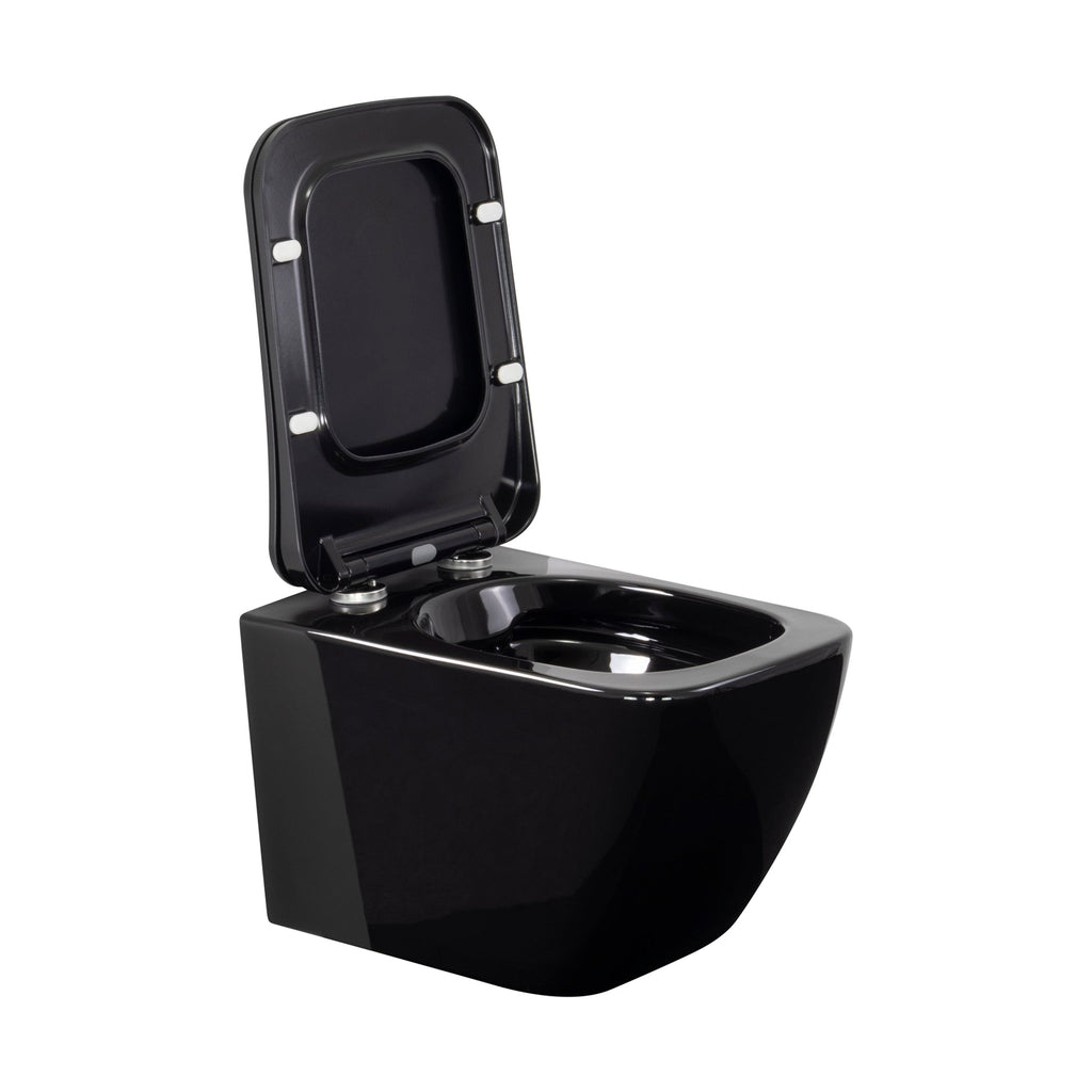 CUBE - Sanita suspensa rimless em preto com tampa soft-close